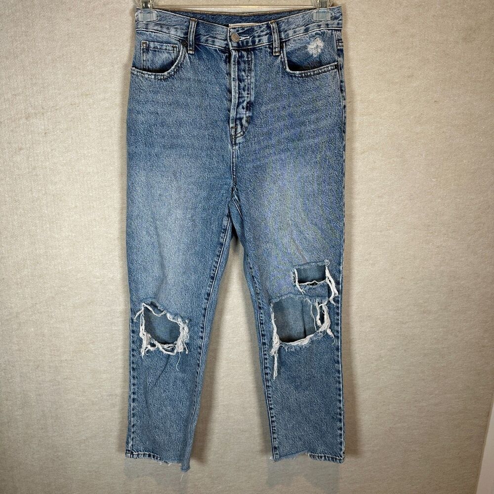PacSun 90s Jeans Womens 27 High Rise Straight Distressed Light Wash Denim